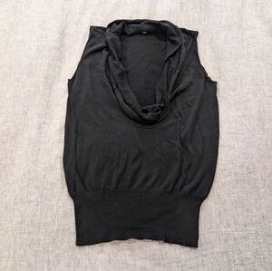 Hinge Sleeveless Cowl Neck Tunic Top Black Size S